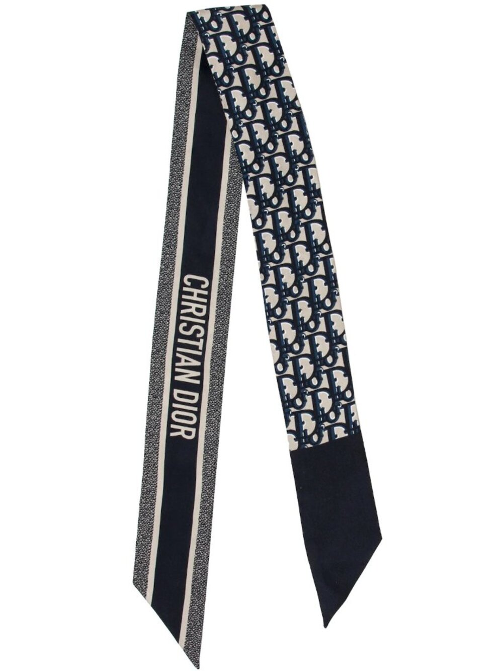 Dior Oblique Mitzah Scarf Navy Blue Silk Twill